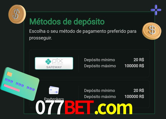 O cassino 077bet.com oferece uma grande variedade de métodos de pagamento